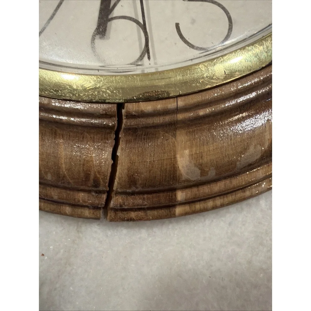 Sunbeam Oak With Gold Trim Quartz Round Wall Clock 11